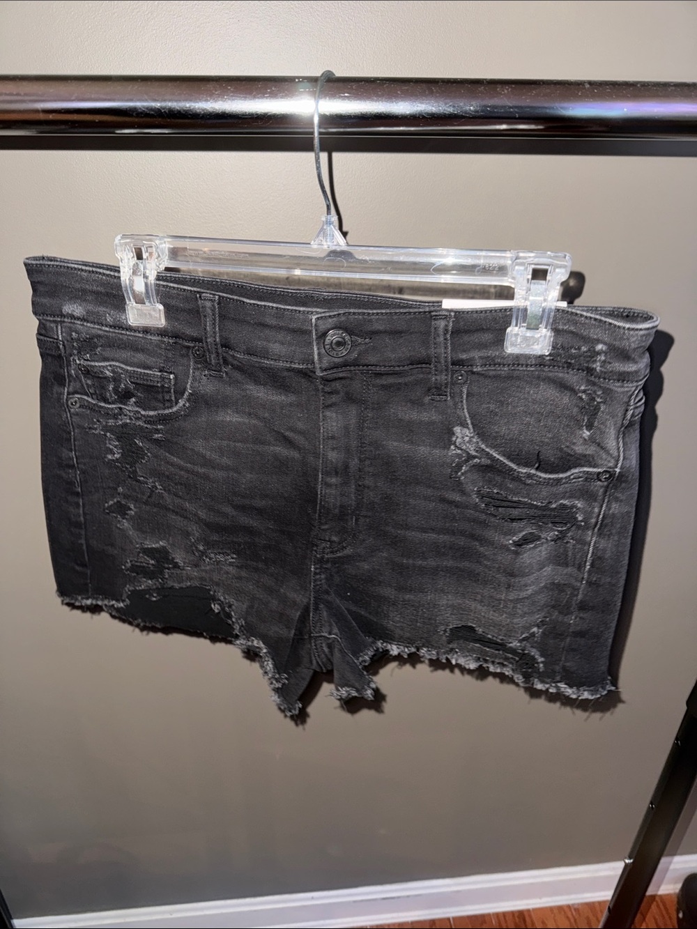 American Eagle Outfitters Black Distressed Jean Shorts